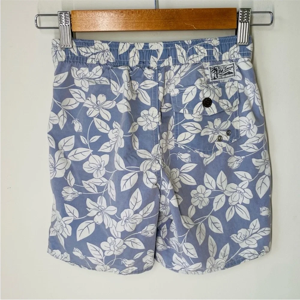 Polo Ralph Lauren Boys Swim Trunks 7 Blue Floral Hawaiian Print Board Shorts - Picture 5 of 10